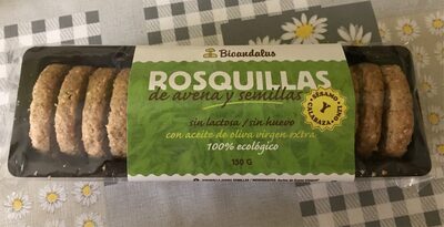 Rosquillas de avena y semillas front packaging