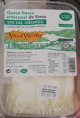 Queso fresco artesanal de Sieso