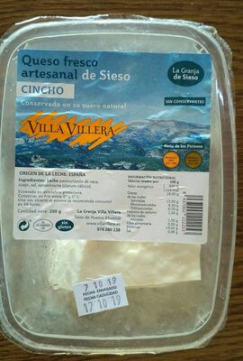 Queso fresco artesanal de Sieso front packaging