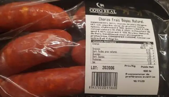 Chorizo frais boyau naturel front packaging