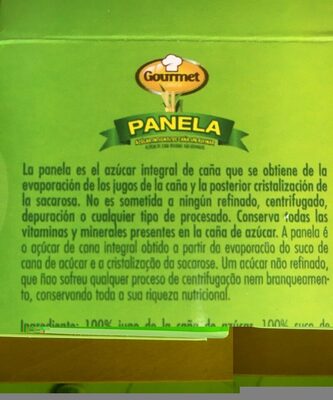 Panela ingredients label