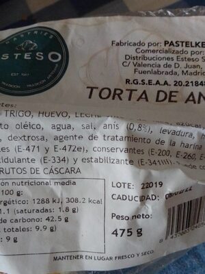 Torta de anís front packaging