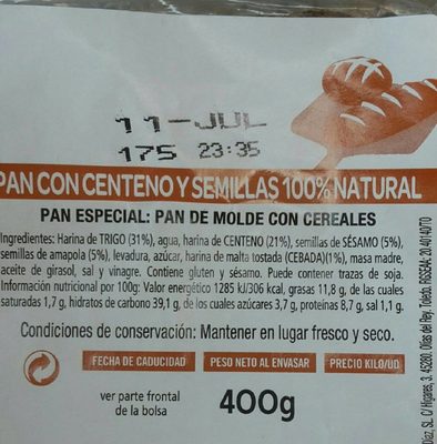 Pan de mode con cereales