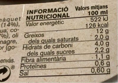 Gaspatxo amb hortalisses fresques nutrition facts table