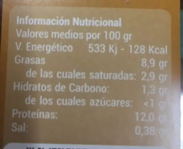 Huevos nutrition facts table