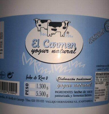 Yogur natural front packaging