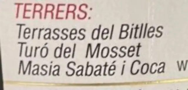 Wijn ingredients label