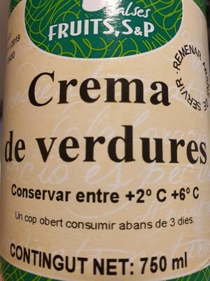 Crema de verduras front packaging