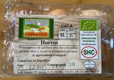 Huevos ecológicos XL front packaging