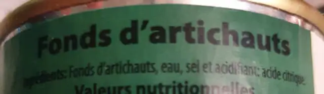 fonds d'artichauts ingredients label