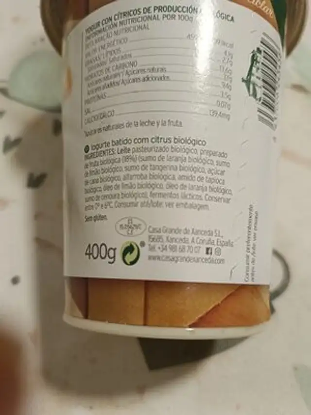 Casa grande de Xanceda. Greek style. Sirtaki de citrics ingredients label