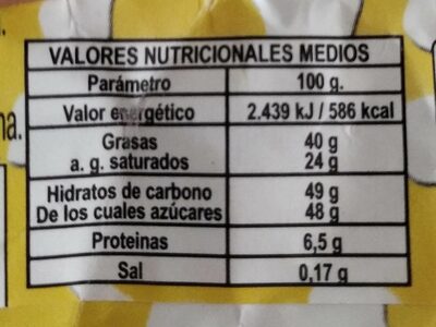 Chocolatina nutrition facts table