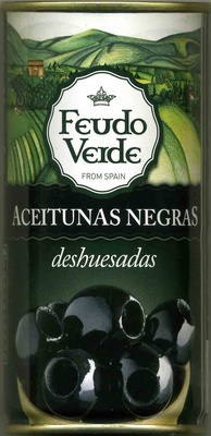 Aceitunas negras deshuesadas front packaging
