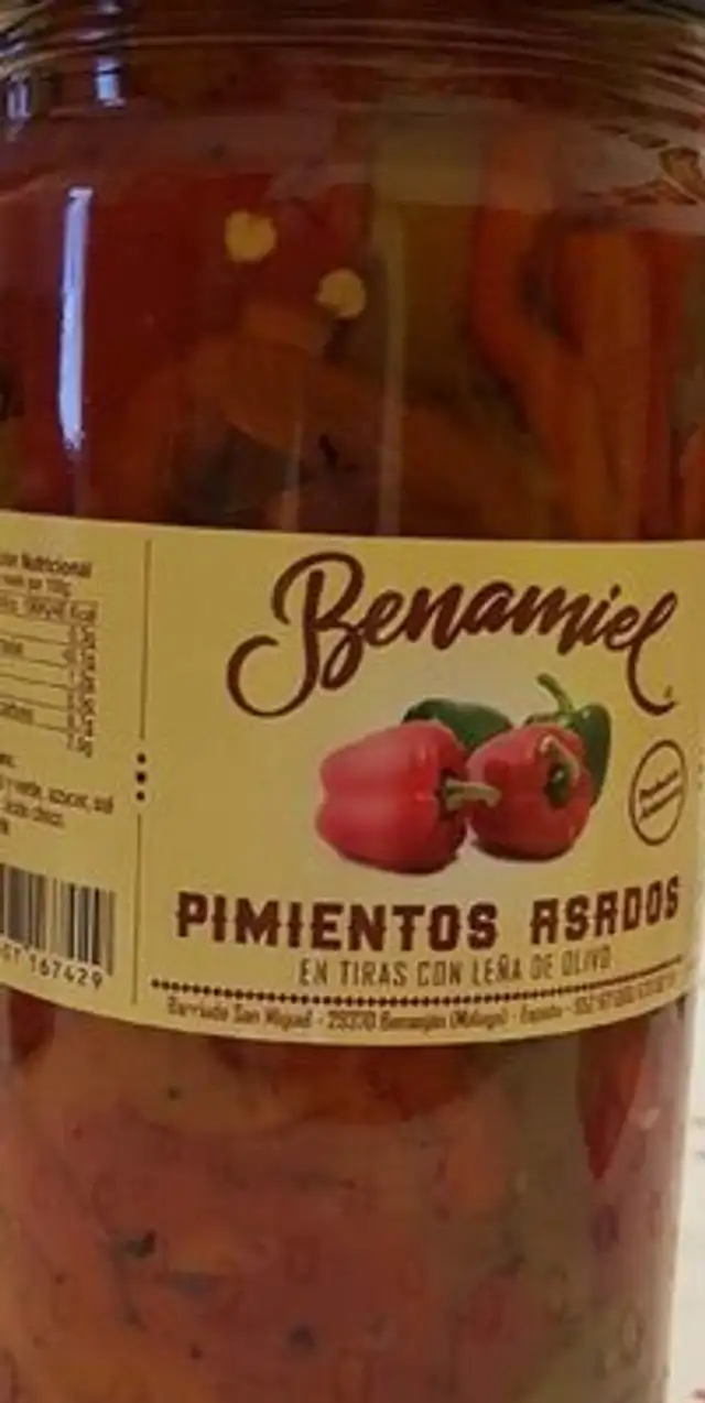 Pimientos asados en tiras front packaging