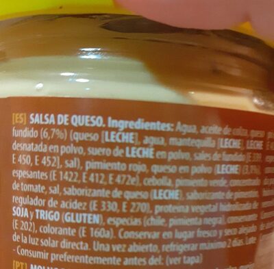 Salsa de queso nutrition facts table