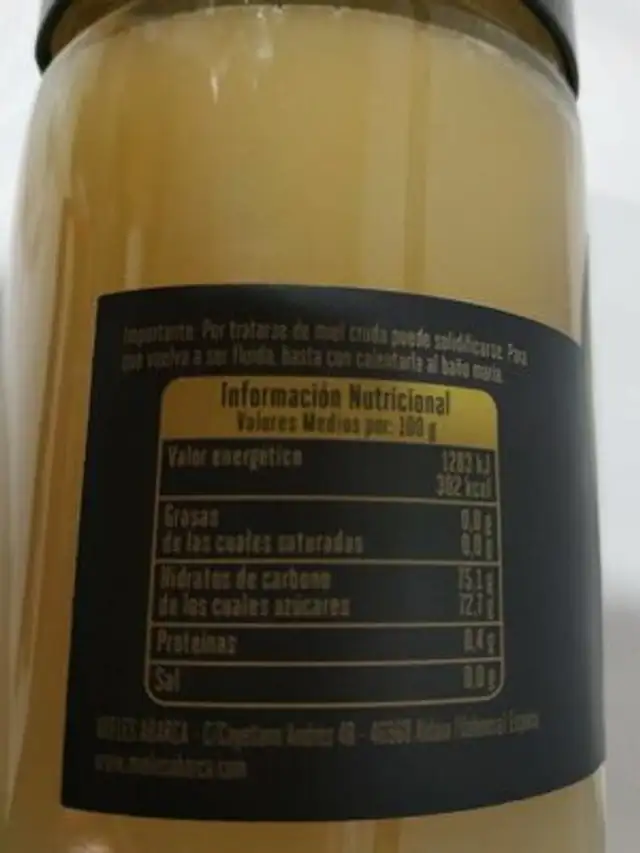 Miel de romero nutrition facts table