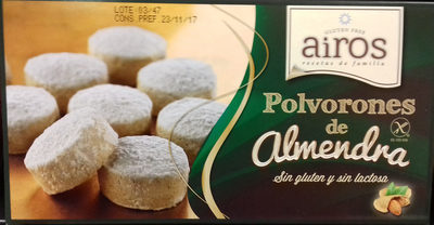 Polvorones de almendra sin gluten y sin lactosa front packaging