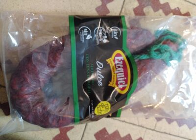Chorizo dulce ahumado con leña de roble front packaging