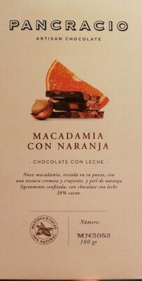 Chocolate con leche de macadamia con naranja