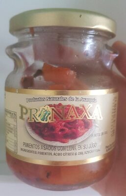 Pimientos asados con leña en su jugo front packaging