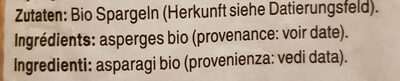 Asperges vertes ingredients label