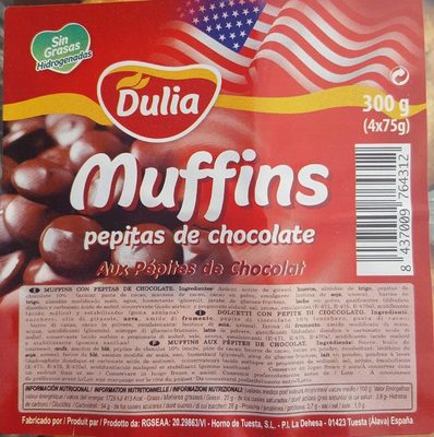 Muffins pépites de chocolat front packaging