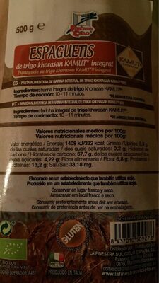 Espaguetis Kamut front packaging