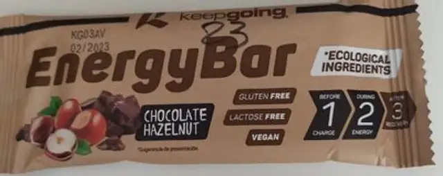 Energy bar - chocolate hazelnut front packaging