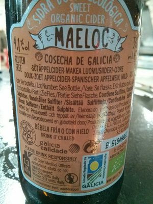 Sidra dulce ingredients label