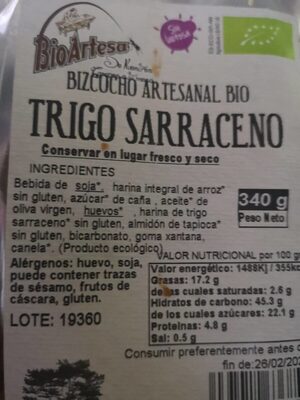 Bizcocho trigo sarraceno bio