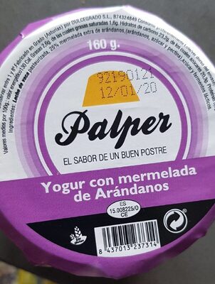 Yogur con mermelada de arandanos