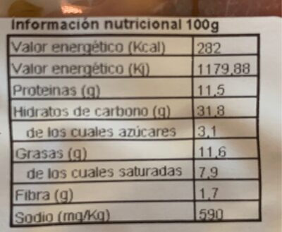 Pizza beicon nutrition facts table