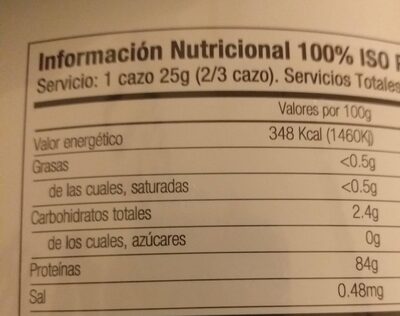 Whey protein iso plus nutrition facts table