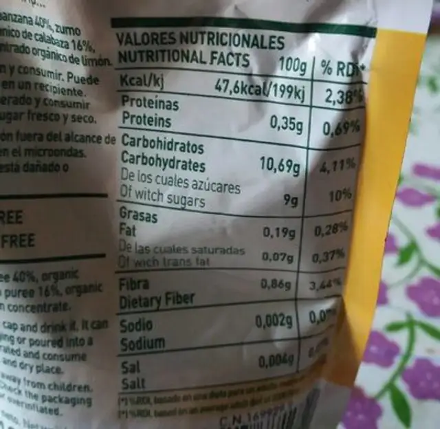 Natural platano y calabaza ecológica front packaging