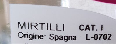 Myrtilles ingredients label