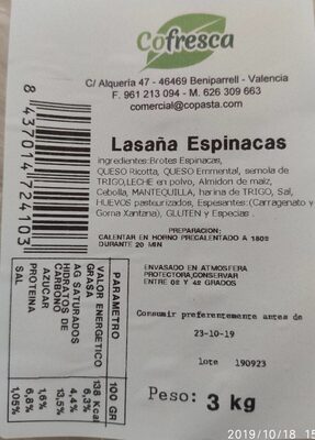 Lasaña espinacas