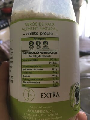 Arròs avi trias ingredients label