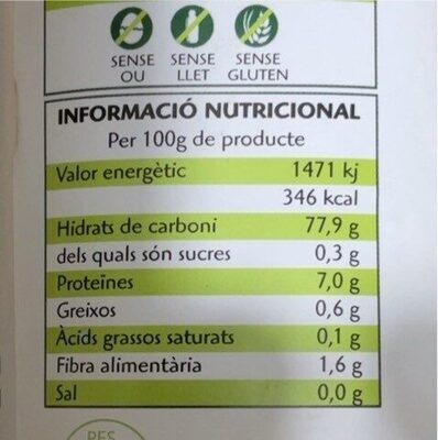 Arròs avi trias nutrition facts table