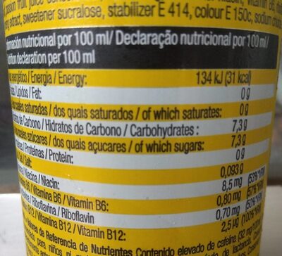Impactum tropical juice nutrition facts table