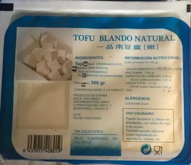 Tofu blando natural front packaging