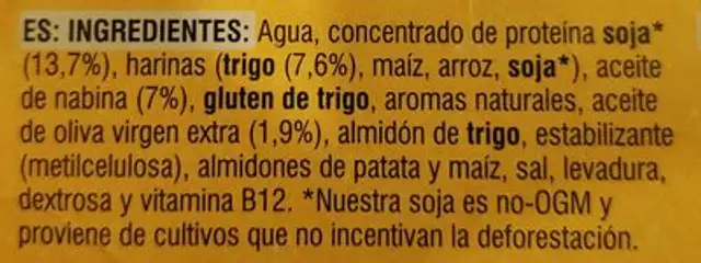 Escalope Panado ingredients label
