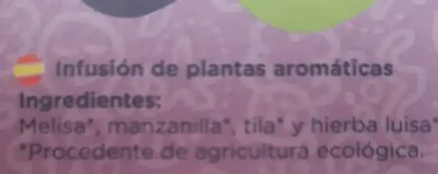 Infusión pequeño dormilón nutrition facts table