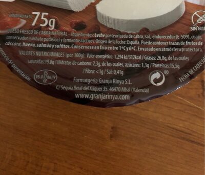 Medallon de Cabra nutrition facts table