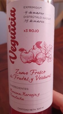 Zumo fresco de frutas y verduras front packaging