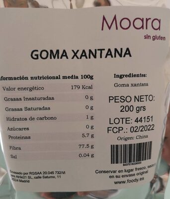 GOMA XANTANA front packaging