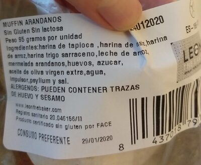 Muffin Arándanos sin gluten