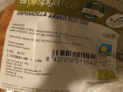 Empanadilla arnadi eco 120 gr front packaging