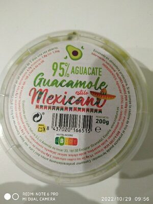 Guacamole ingredients label