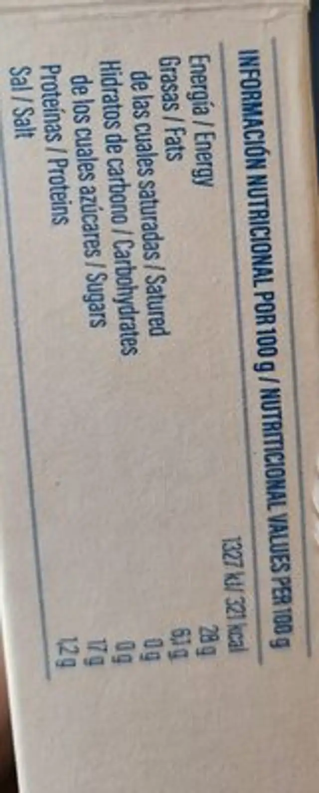 Sardines in Olive Oil nutrition facts table