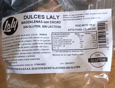 Magdalenas con cacao sin gluten ni lactosa